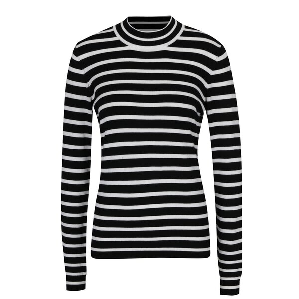 Pulover crem cu negru în dungi cu guler înalt VERO MODA Glory