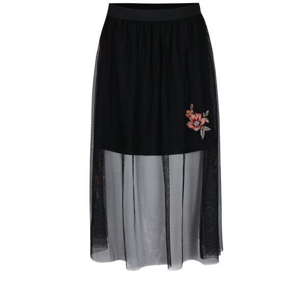 Fustă neagră cu broderie discretă - ONLY Mary
