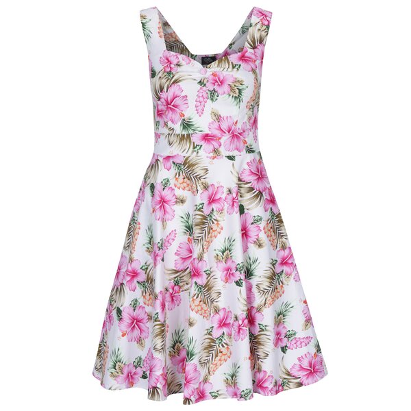 Rochie cloș cu imprimeu floral alb & roz - Dolly & Dotty Natalie