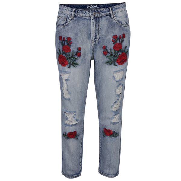 Blugi boyfriend albastru deschis cu talie medie - ONLY Tonni