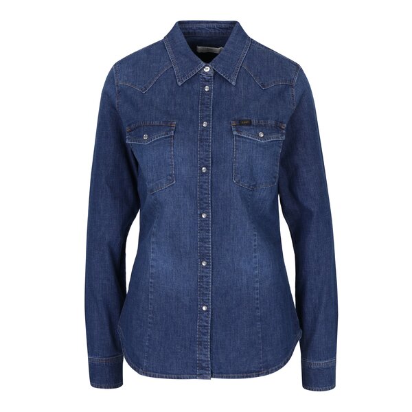 Cămașă albastră cambrată din denim pentru femei Lee