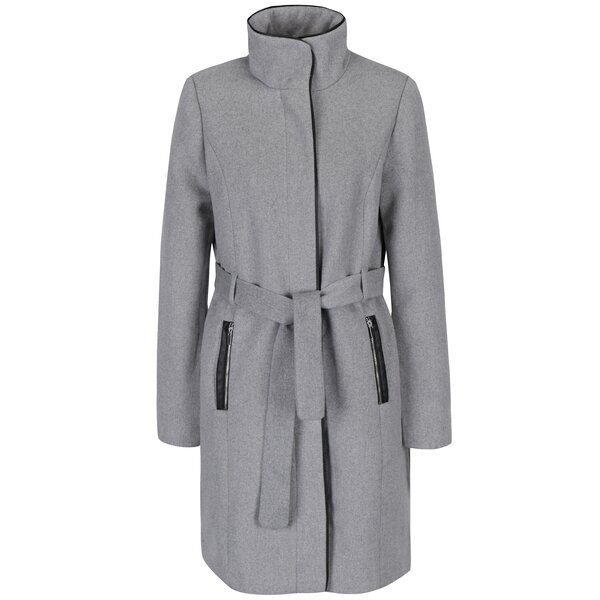 Palton gri pentru iarnă cu cordon în talie - VERO MODA Prato