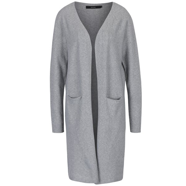 Cardigan lung gri deschis cu buzunare - VERO MODA Brilliant