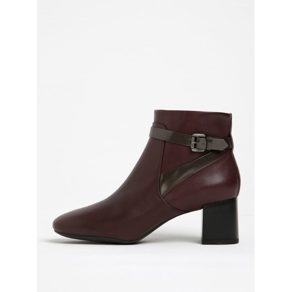 Botine bordo din piele cu cataramă Geox Audalies