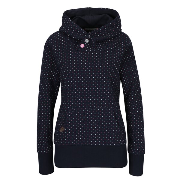 Hanorac bleumarin cu model asimetric si guler înalt Ragwear Chelsea Dots