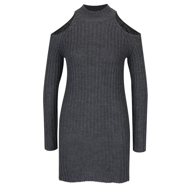 Rochie pulover gri cu decupaje pe umeri - Haily´s Larissa