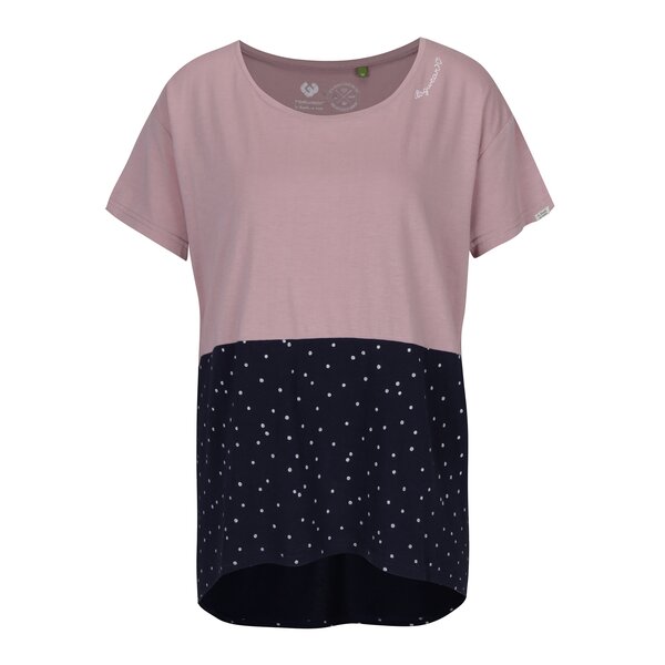 Tricou roz&albastru asimetric cu buline Ragwear Bonny Organic