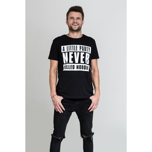 Tricou negru cu print alb E2 pentru bărbați E2