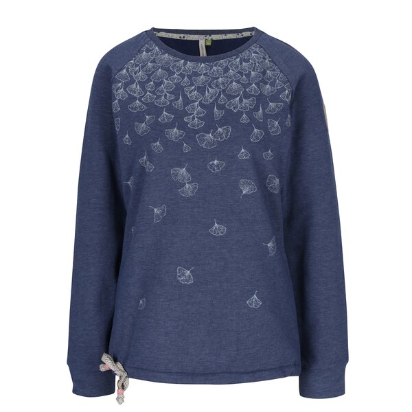 Pulover albastru cu print floral Ragwear Aval Organic