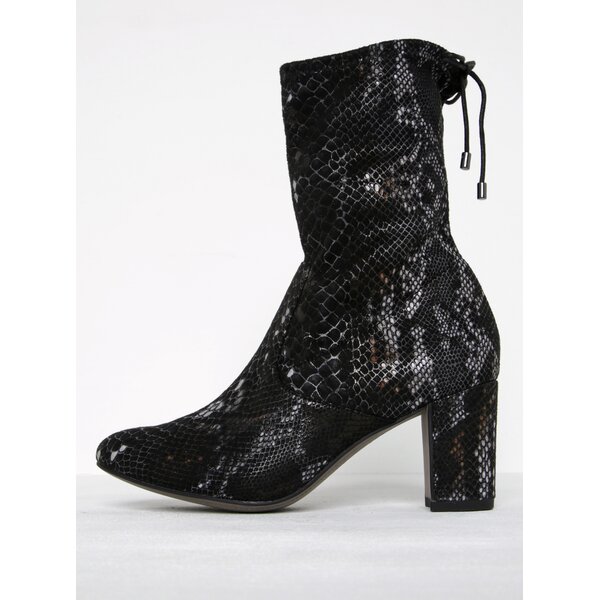 Botine negre cu model piele de sarpe Tamaris