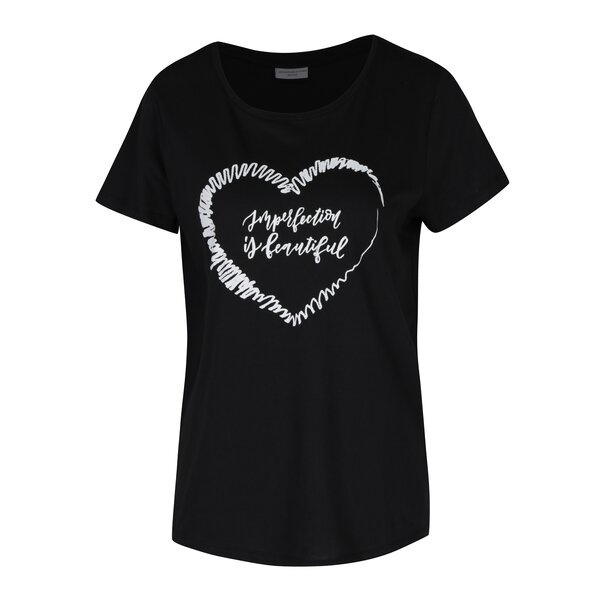 Tricou negru cu print Jacqueline de Yong Marble