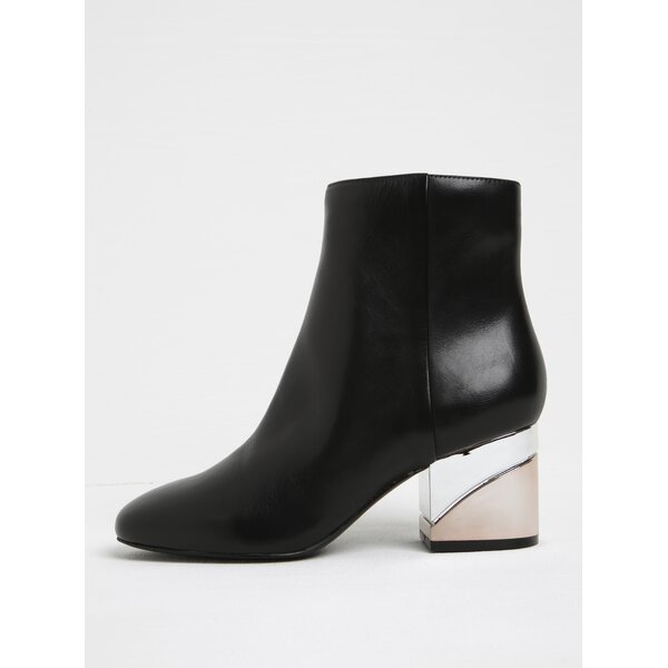 Botine negre din piele cu toc metalic ALDO Kaedi