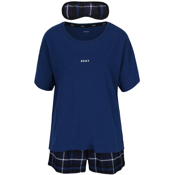 Set cadou pijama albastră si mască pentru dormit DKNY