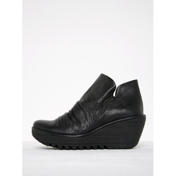 Ghete wedge negre din piele naturală pentru femei - FLY London