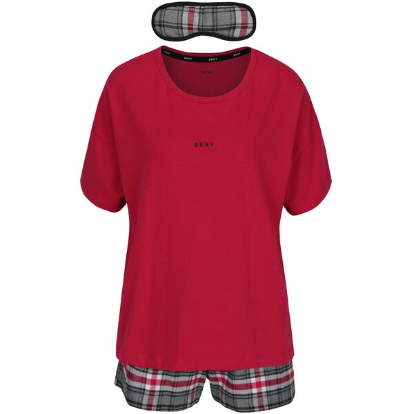 Set cadou pijama roz si mască pentru dormit DKNY