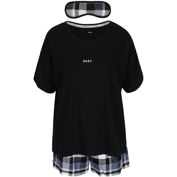 Set cadou pijama neagră si mască pentru dormit DKNY