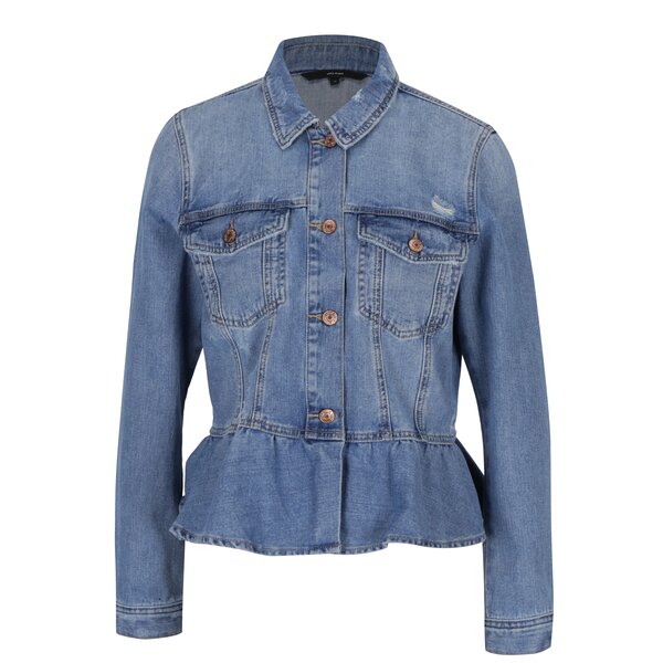 Jacheta albastră peplum din denim VERO MODA Merny