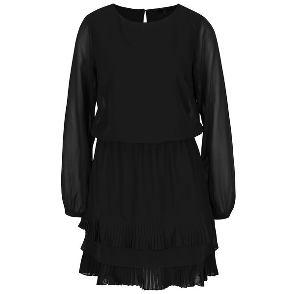 Rochie neagră cu pliseuri și volane - VERO MODA Freya