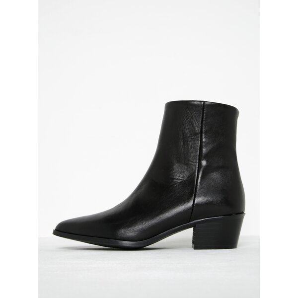 Botine negre din piele cu vîrf ascuțit Pieces Pedrine