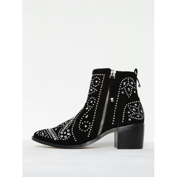 Botine negre cu ținte și toc gros - Miss Selfridge