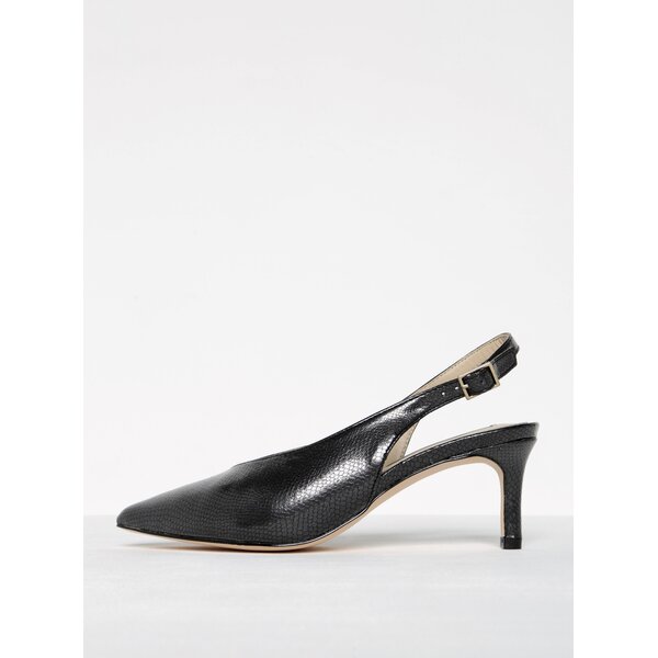 Sandale negre cu aspect piele de șarpe și toc - Miss Selfridge