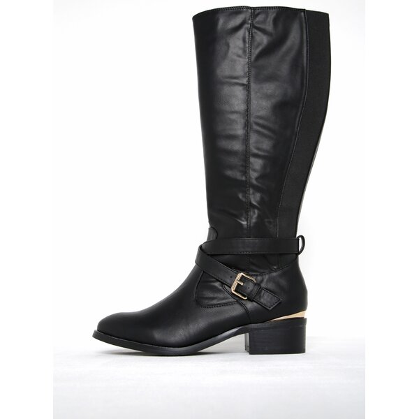 Cizme negre wide fit cu detalii aurii Dorothy Perkins