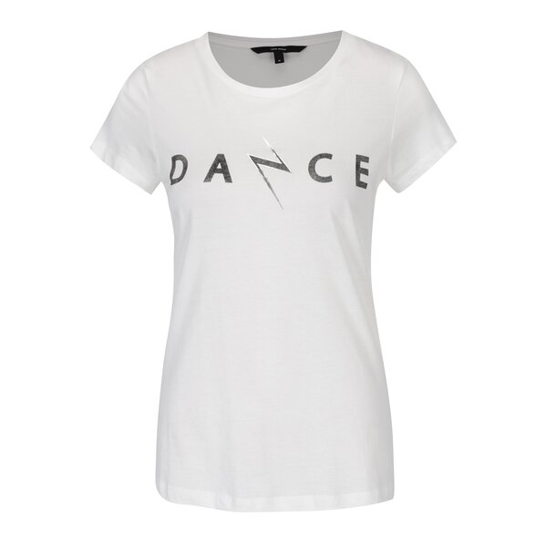 Tricou crem din bumbac cu print text - VERO MODA Dance Studio
