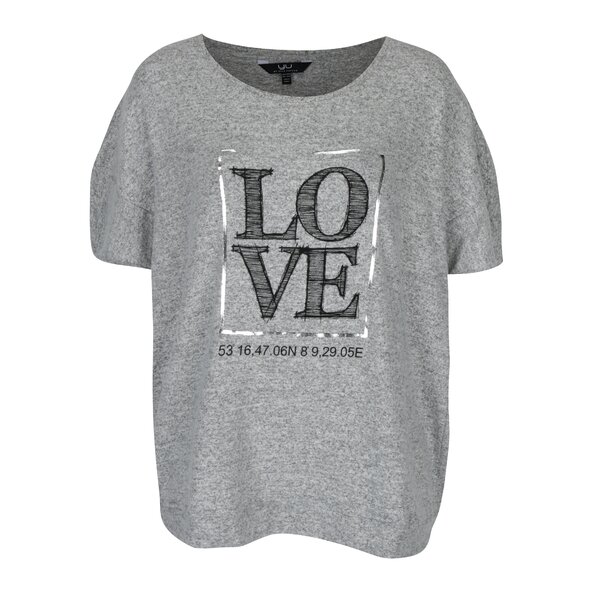 Tricou gri melanj oversized Ulla Popken