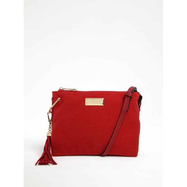 Geantă roșie crossbody cu aspect de piele întoarsă Gionni Violette