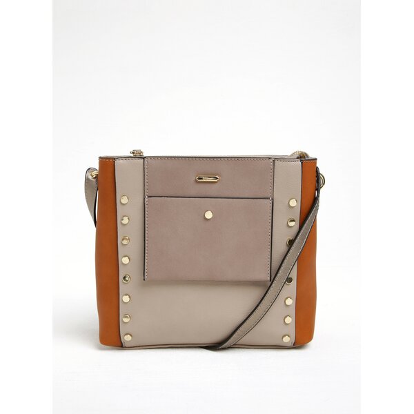 Geantă crossbody maro cu bej cu detalii aurii Gionni Maddy
