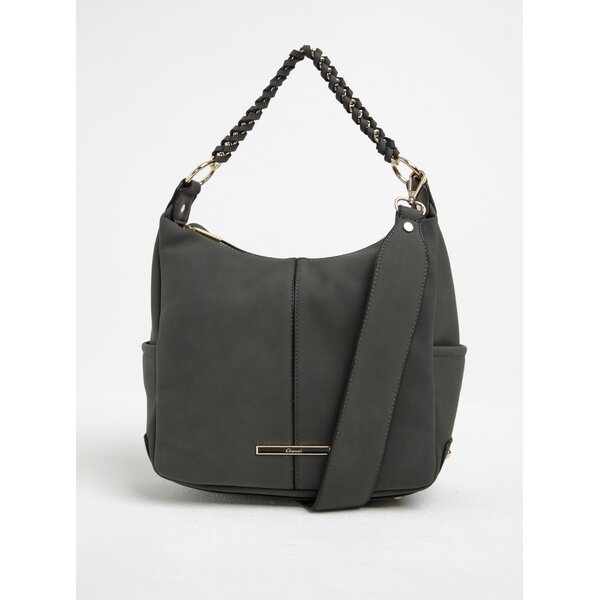 Geantă gri crossbody cu detalii metalice Gionni Giselle