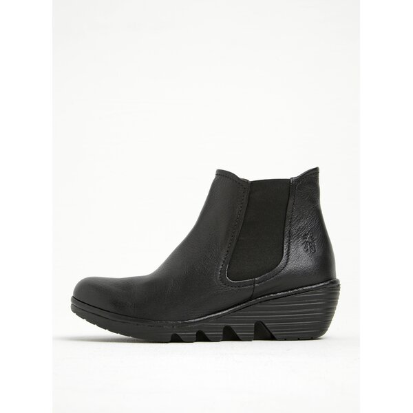 Ghete chelsea negre din piele cu platformă FLY London