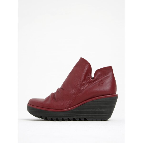 Ghete wedge bordo din piele cu platformă pentru femei - FLY London