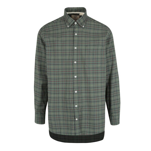 Cămașă verde casual cu carouri pentru bărbați JP 1880