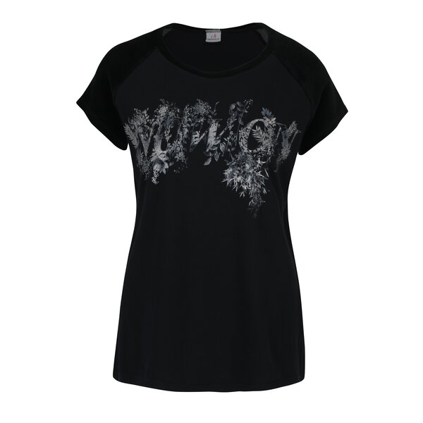 Tricou negru&gri cu print floral DEHA