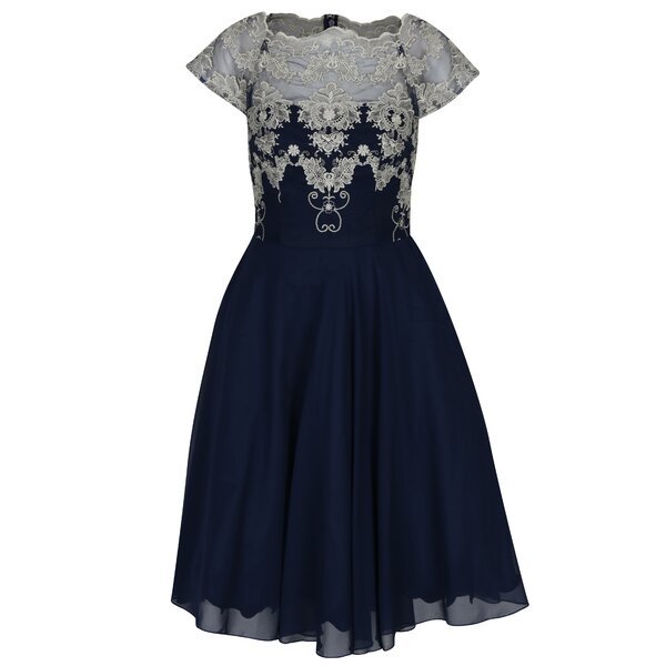 Rochie albastră cu broderie decorativă Chi Chi London Riri