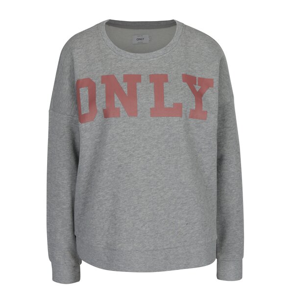 Pulover gri melanj cu print logo ONLY Bette