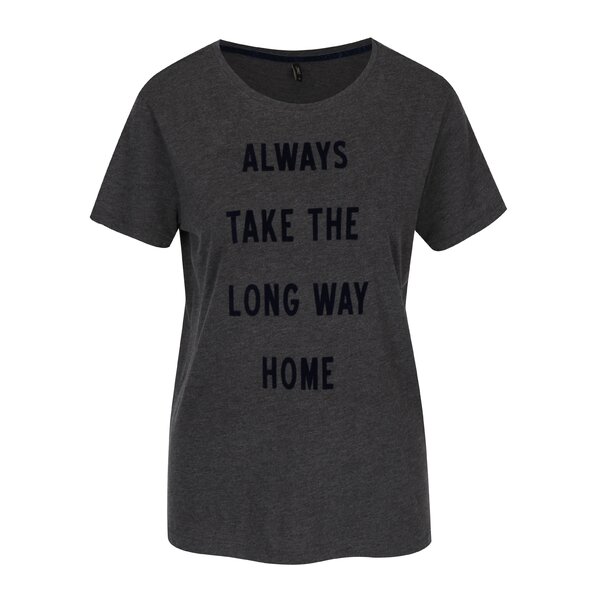 Tricou gri cu print din catifea ONLY Sabina Always