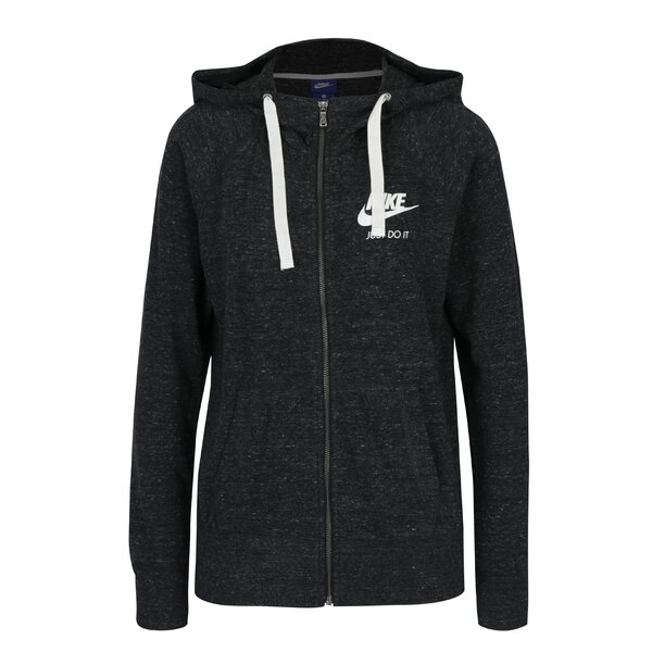 Hanorac negru melanj cu fermoar pentru femei Nike Sportswear Gym