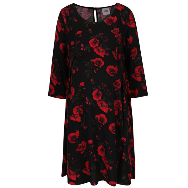 Rochie negru&roșu cu imprimeu floral Mama.licious Romance