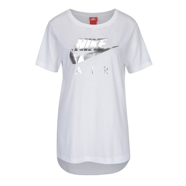 Tricou alb cu terminație rotunjită pentru femei Nike Sportswear Air