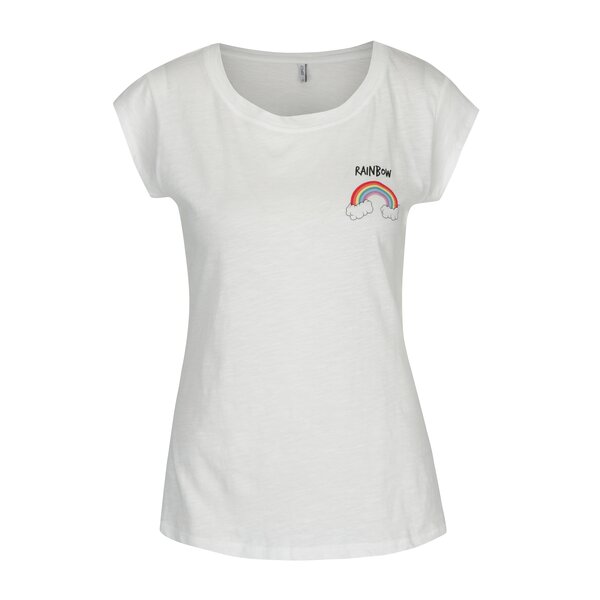 Tricou crem cu print ONLY Bone Rainbow