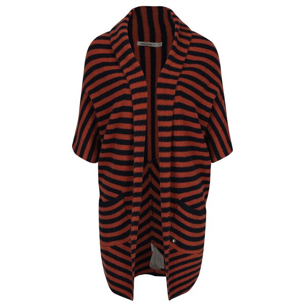 Cardigan albastru&portocaliu fara maneci pentru femei - Garcia Jeans
