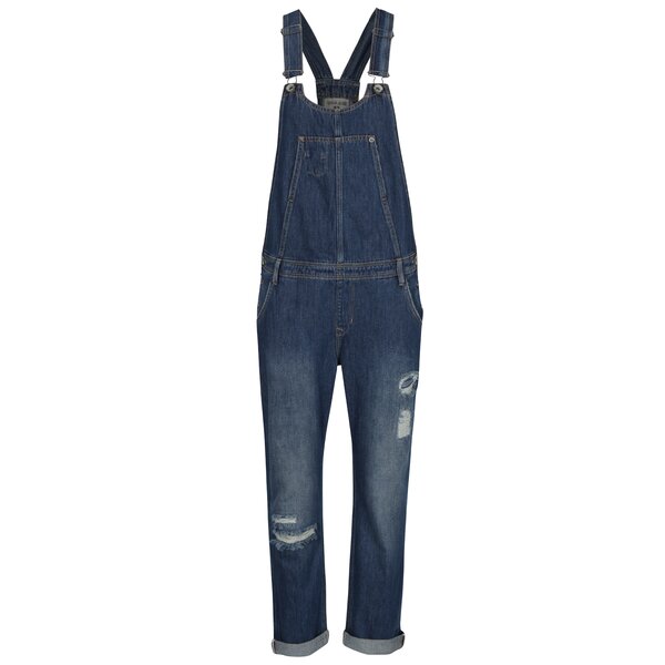 Salopeta albastra cu aspect decolorat si uzat Garcia Jeans