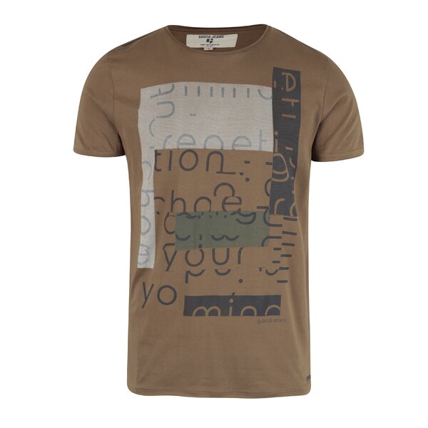 Tricou maro cu print pentru barbati Garcia Jeans