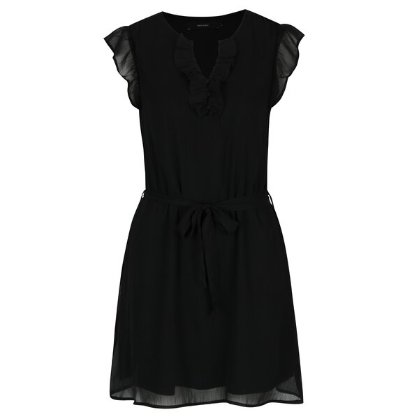 Rochie neagră cu volane VERO MODA Lisa