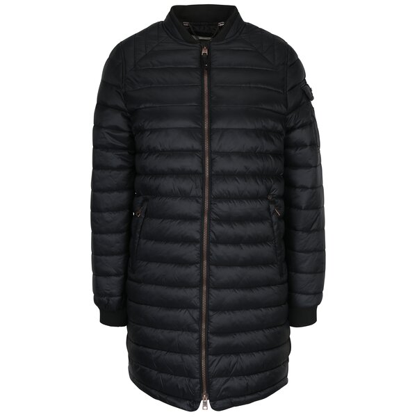 Geaca lunga neagra matlasata bomber pentru femei Garcia Jeans