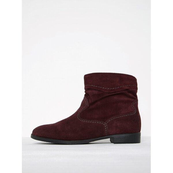 Botine bordo din piele intoarsa cu cusaturi decorative Tamaris