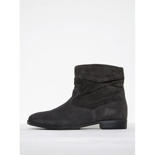 Botine din piele intoarsa gri inchis cu cusaturi decorative - Tamaris