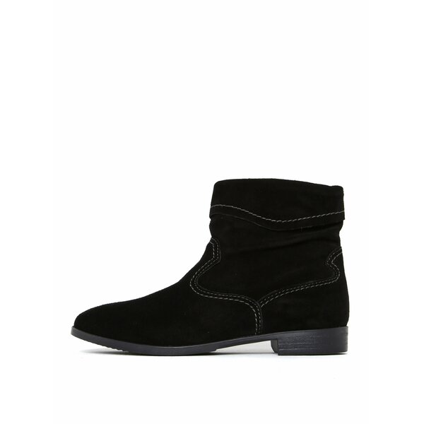 Botine negre din piele intoarsa cu cusaturi decorative Tamaris